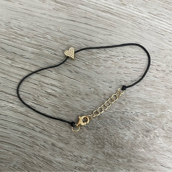 Sage Designs 14K Solid Gold Diamond Heart String Bracelet - Picture 2 of 5